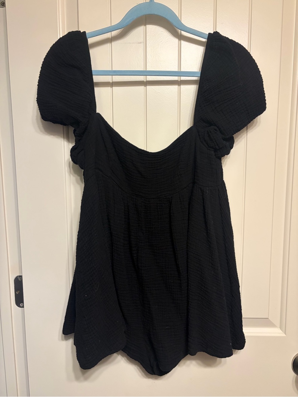 Princess Polly Black Puff Sleeve Square Neck Tunic